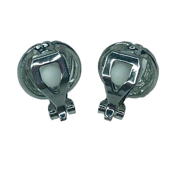 Silver Rounded Clip-On Stud Earrings - Picture 3 of 3